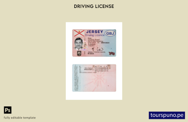 Plantilla de licencia de conducir de Jersey lista para imprimir